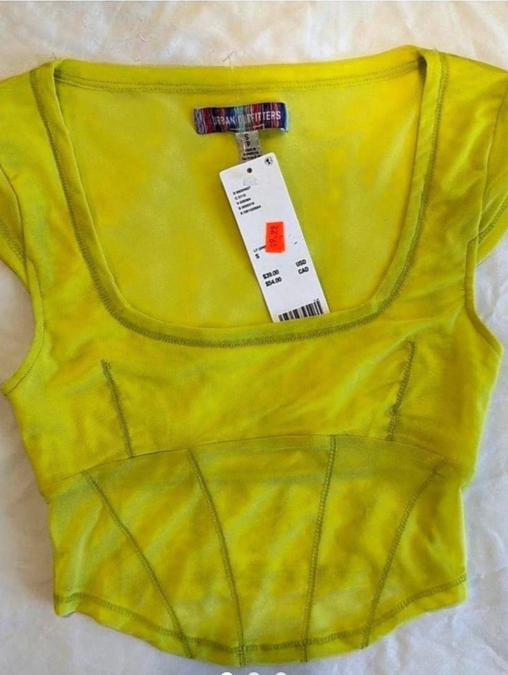 Urban Outfitters- Neon Yellow Crop Top Size Small NWT
